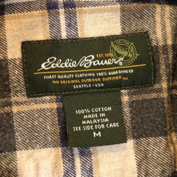 Eddie Bauer Men's Plaid Flannel Shirt Medium M Long Sleeve 100% Cotton Outdoor - Picture 3 of 9